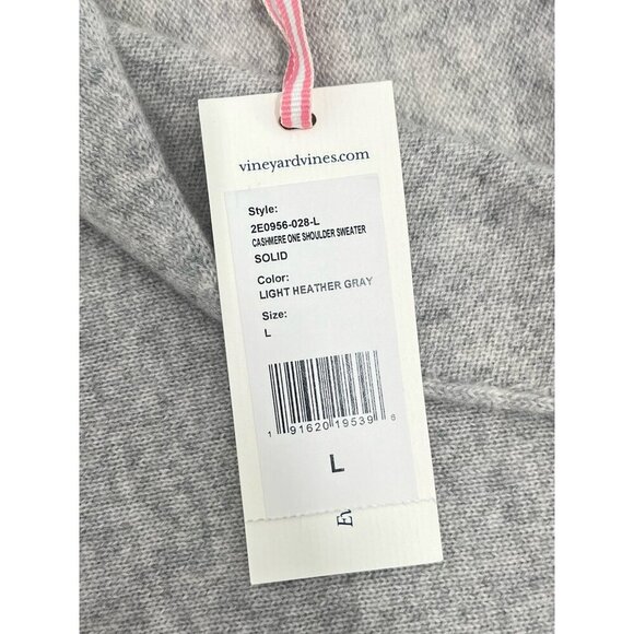 Vineyard Vines Gray Cashmere One Shoulder Sweater Sz L NWT - Picture 6 of 7